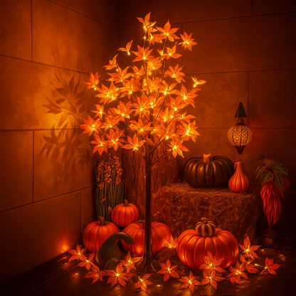 Bernsteinblattbaum | Dekorativer LED-Baum 0