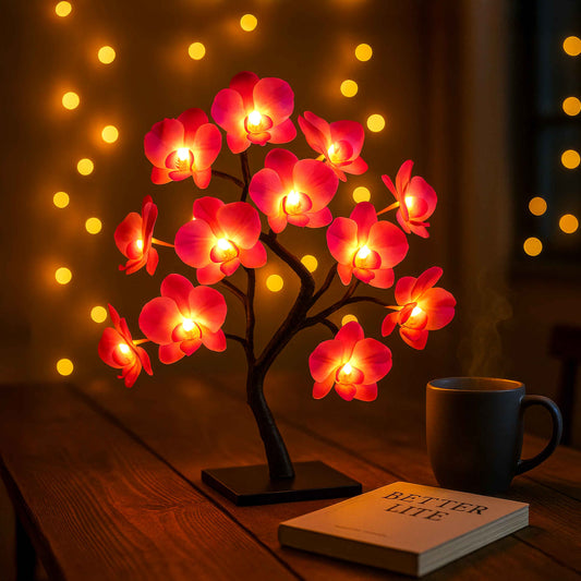Blütenflammenlampe | LED Tischlampe mit Blumen 0