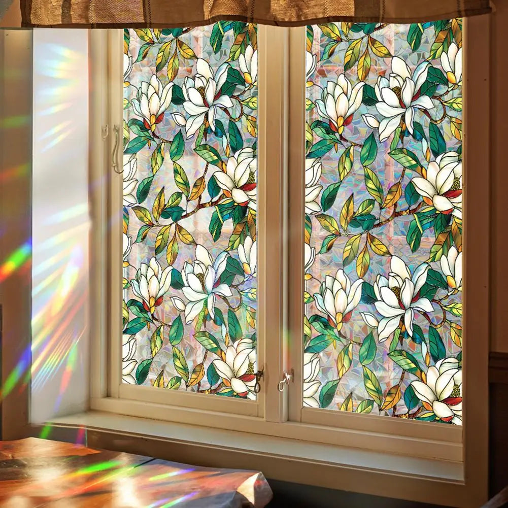 Buntglas Fensterfolie | Sichtschutzfolie mit Blumenmuster 1