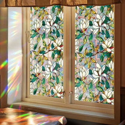 Buntglas Fensterfolie | Sichtschutzfolie mit Blumenmuster 1