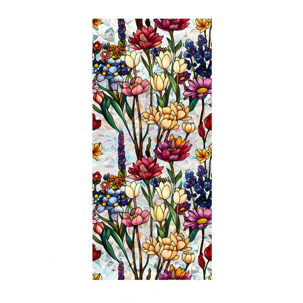 Buntglas Fensterfolie | Sichtschutzfolie mit Blumenmuster 10