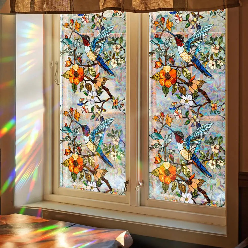 Buntglas Fensterfolie | Sichtschutzfolie mit Blumenmuster 3