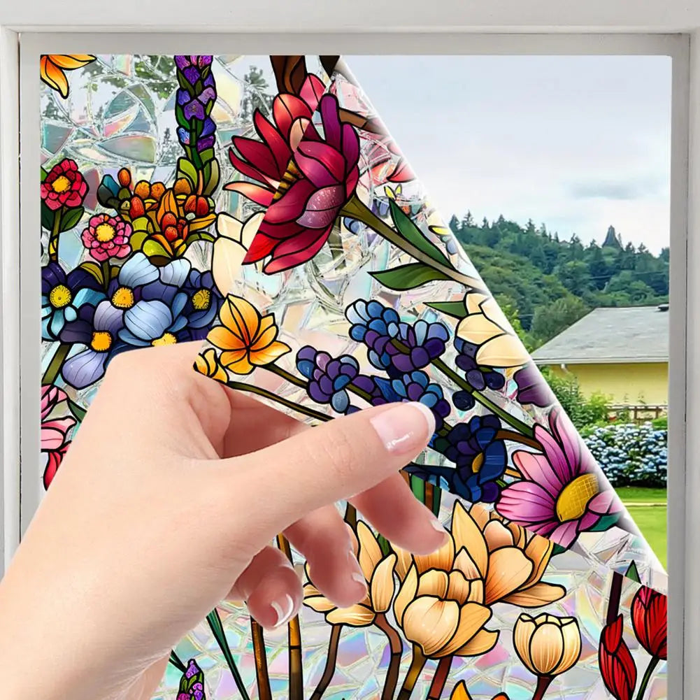 Buntglas Fensterfolie | Sichtschutzfolie mit Blumenmuster 4