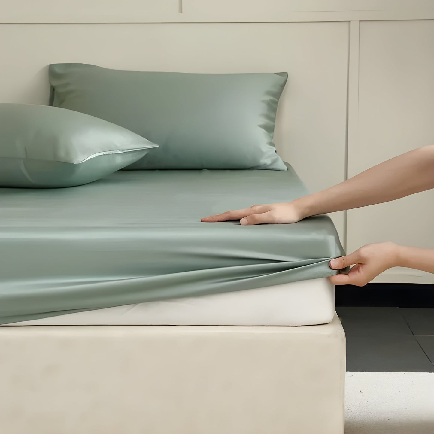 CelesteSilk | Rutschfestes Spannbettlaken 180x200 aus Seide 0