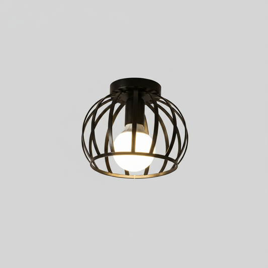 Schwarze Deckenlampe Ø19cm | Industrielle Deckenleuchte
