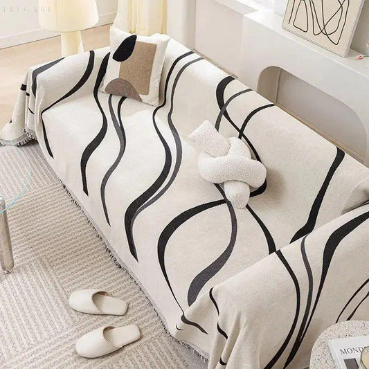 Chenille Sofaüberwurf | Wendbarer Sofabezug für Couch 0