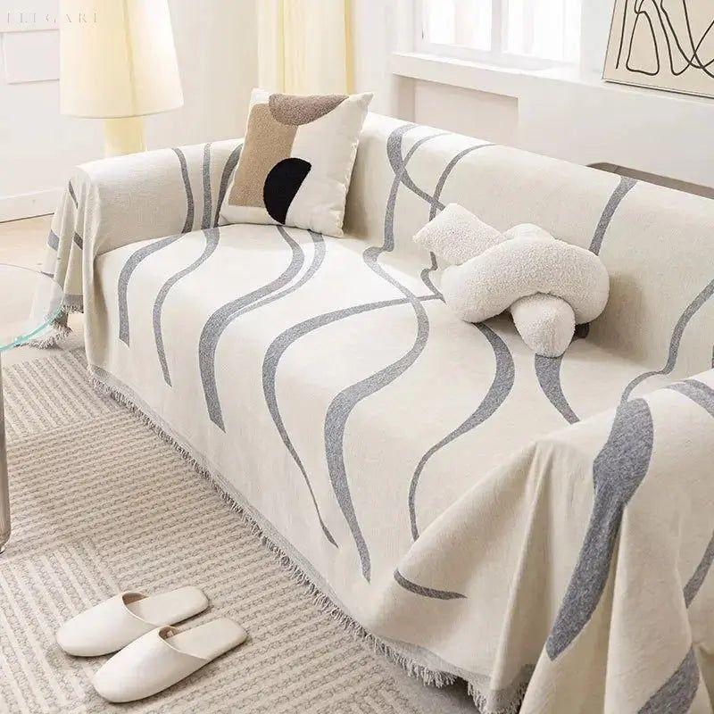Chenille Sofaüberwurf | Wendbarer Sofabezug für Couch 3