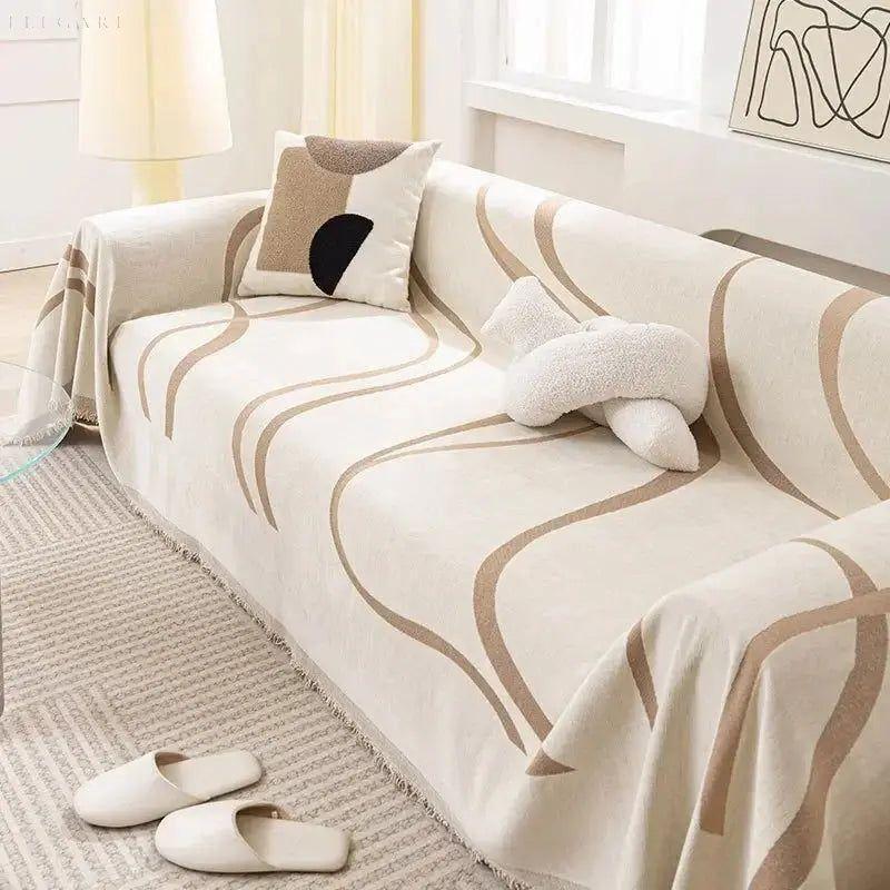 Chenille Sofaüberwurf | Wendbarer Sofabezug für Couch 4