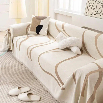 Chenille Sofaüberwurf | Wendbarer Sofabezug für Couch 4