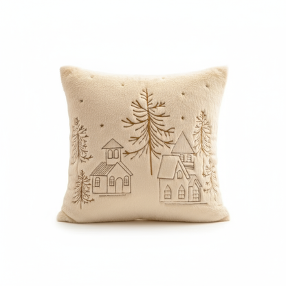 Plüsch Weihnachtskissenbezug | Bestickte Kissenhülle