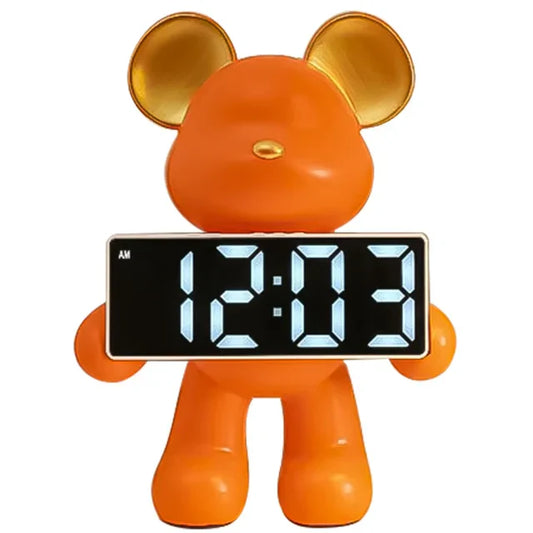 TeddyTick Miniatur Bärenuhr – Charmante Uhr für Kinderzimmer Dekoration und Zeitmessung, 26 cm aus Harz-5