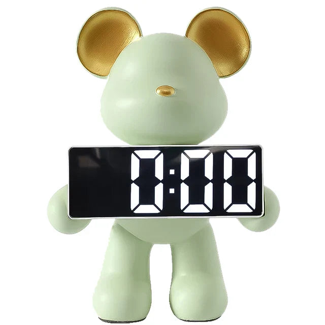 TeddyTick Miniatur Bärenuhr – Charmante Uhr für Kinderzimmer Dekoration und Zeitmessung, 26 cm aus Harz-4