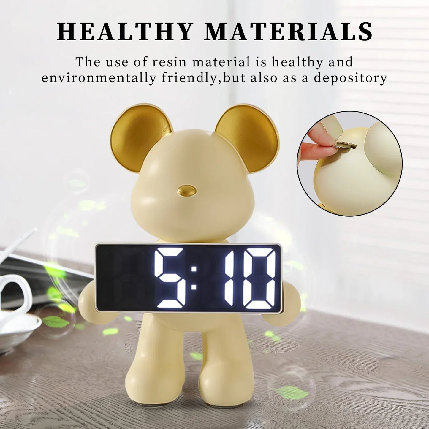 Variant image for TeddyTick Miniatur Bärenuhr – Charmante Uhr für Kinderzimmer Dekoration und Zeitmessung, 26 cm aus Harz-3