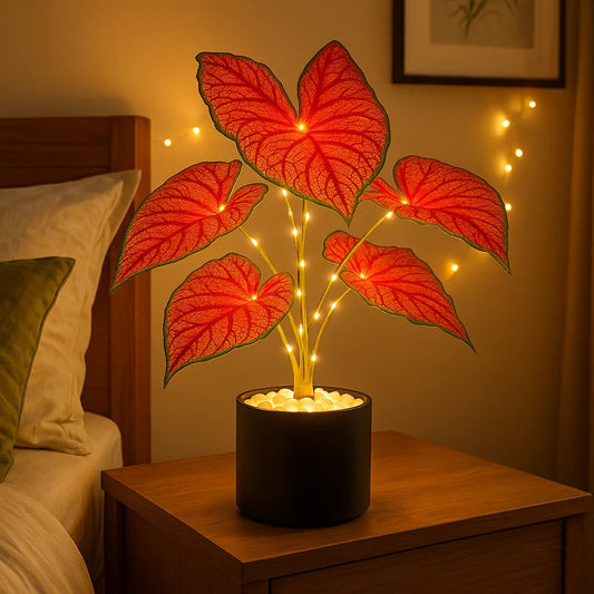 Crimson Monstera | LED Tischlampe 0