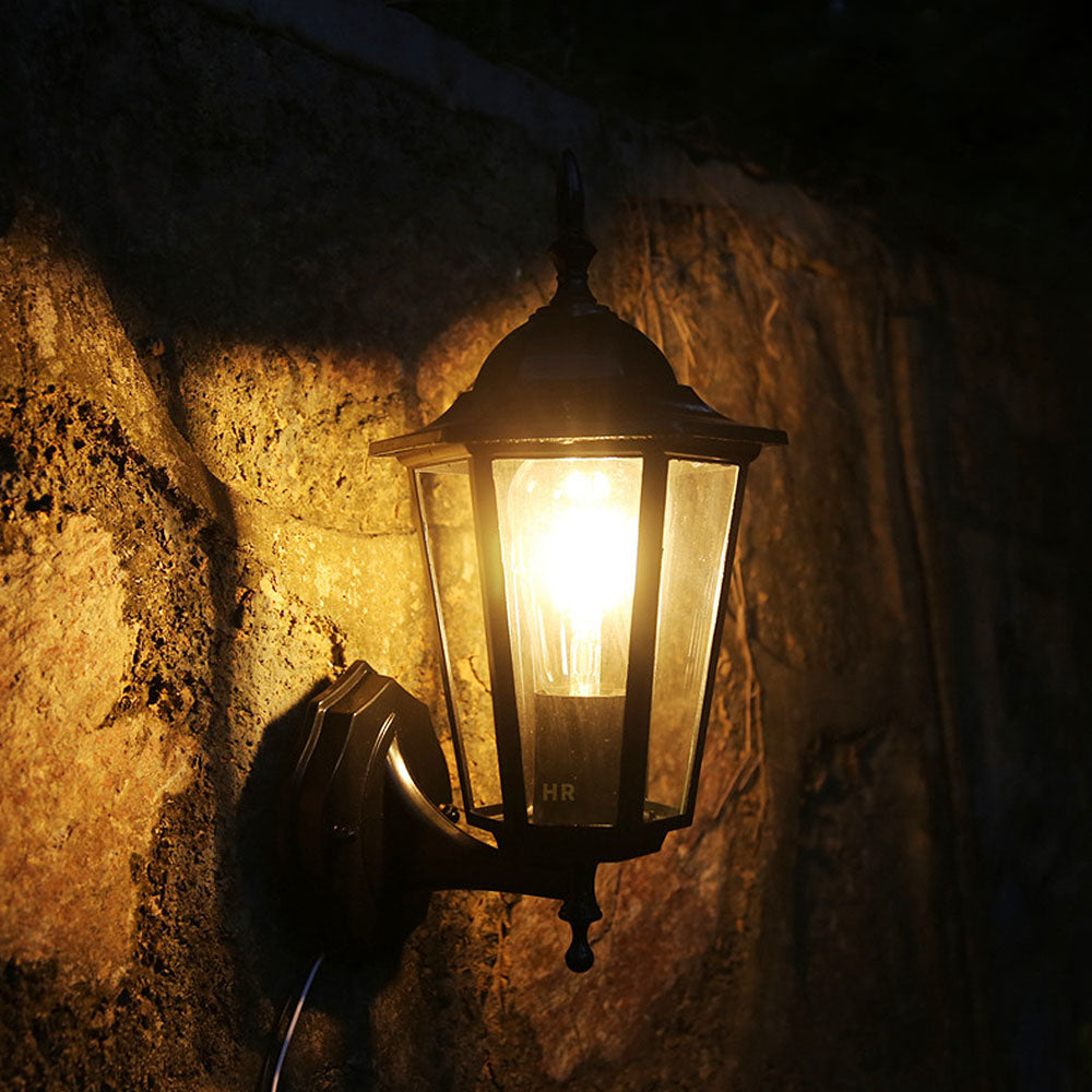 Retro Wandleuchte Außen aus Glas und Metall – Vintage Gartenlampe mit E27 Fassung für Stilvolle Beleuchtung-3