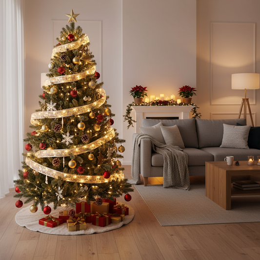 Kerstguirlande met lampjes | Kerstdecoratie raam