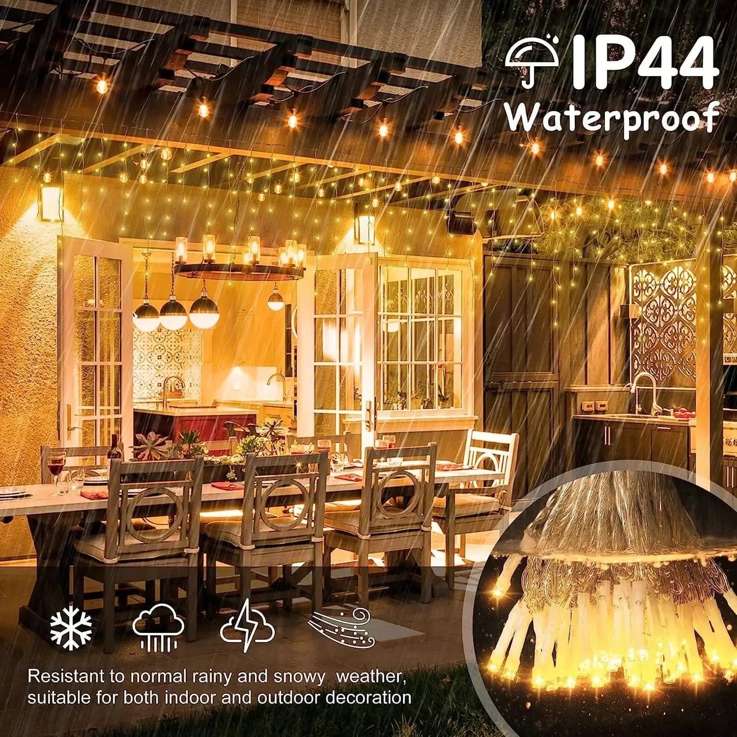 Eiszapfen-LED-Lichterkette | Funkelnde Weihnachtsdekoration 3