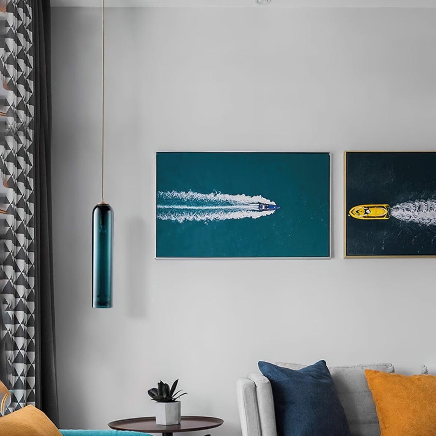 Elegante Pendelleuchte | Hängelampe aus Glas mit langem Rohr 3