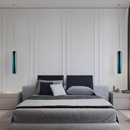 Elegante Pendelleuchte | Hängelampe aus Glas mit langem Rohr 7