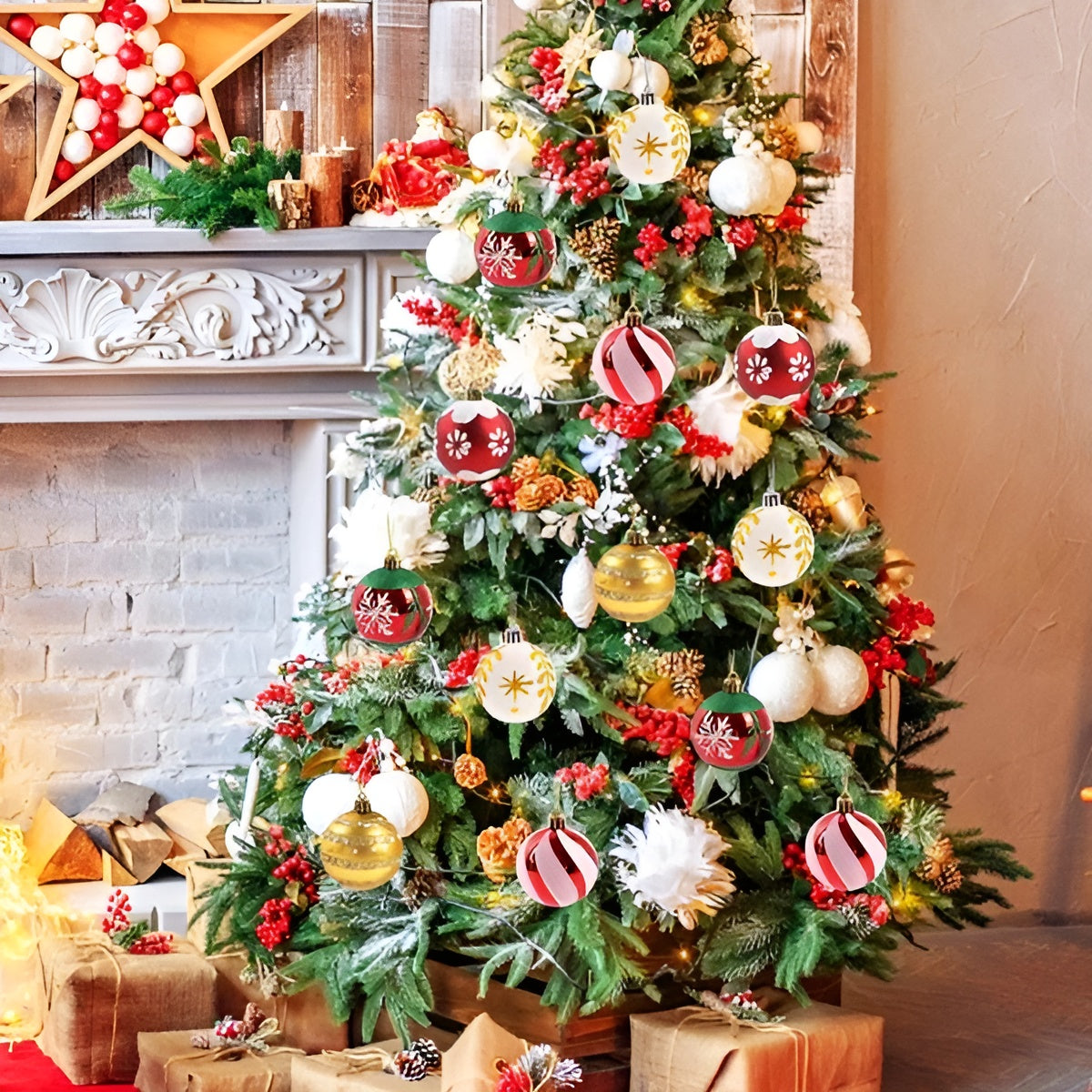 Elegantes Weihnachtskugel Set | 6 Stück Glasornamente für den Christbaum 2