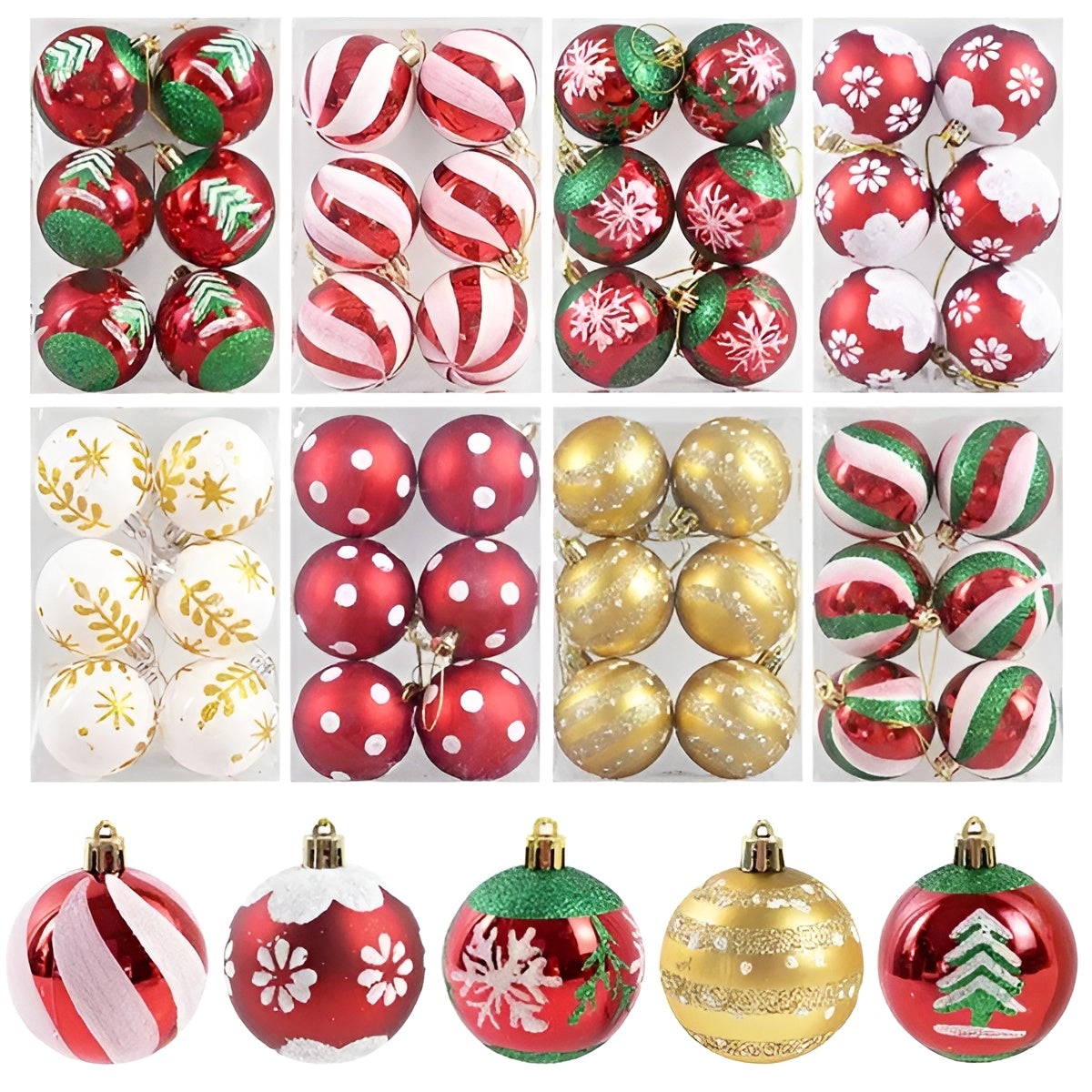 Elegantes Weihnachtskugel Set | 6 Stück Glasornamente für den Christbaum 3