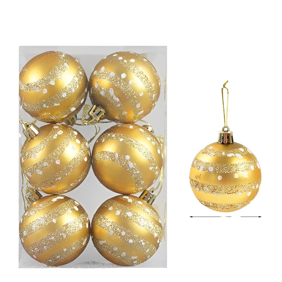 Elegantes Weihnachtskugel Set | 6 Stück Glasornamente für den Christbaum 6