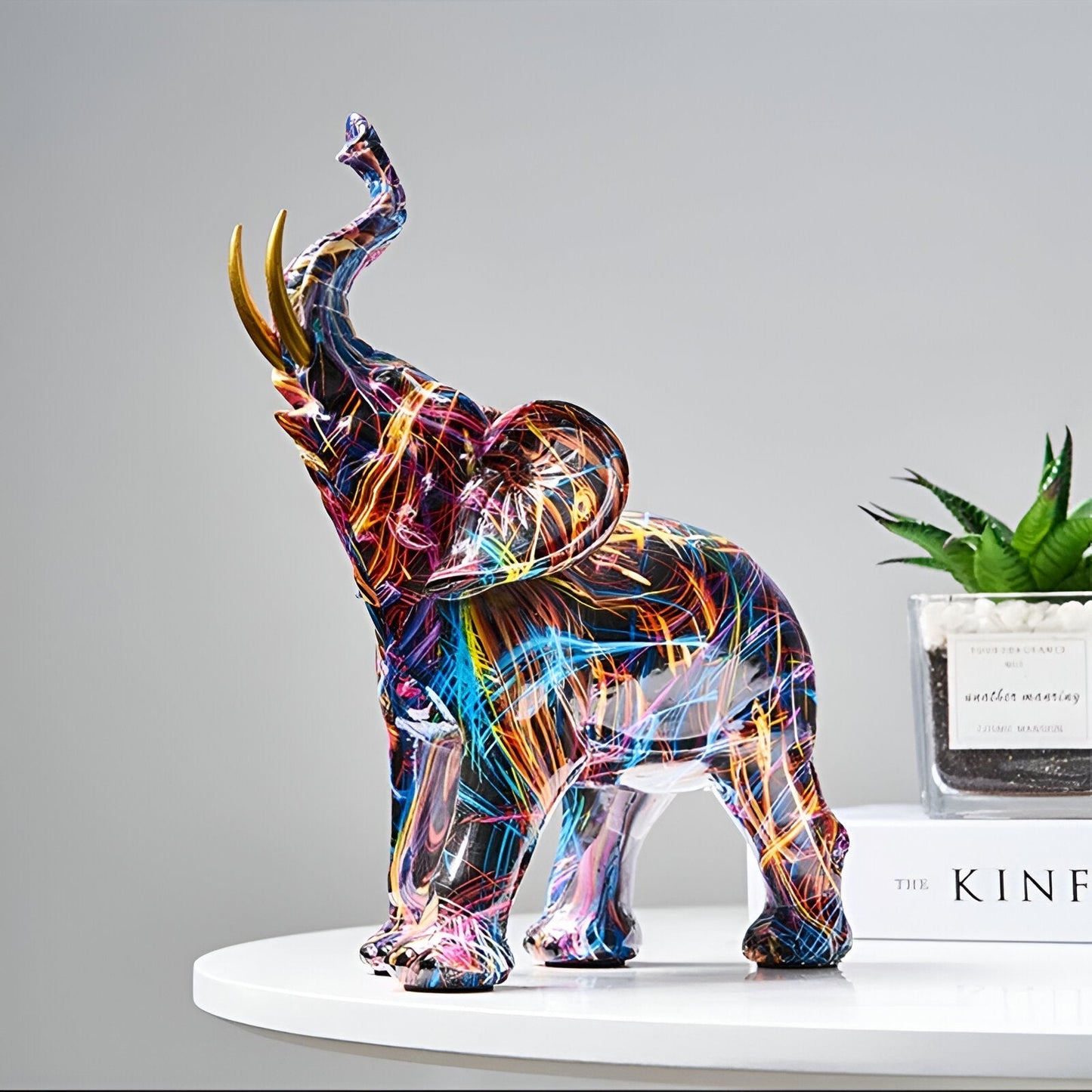 Majestätische Bunte Elefantenstatue aus Hochwertigem Harz – Einzigartiges Kunstwerk für Stilvolle Dekoration-3