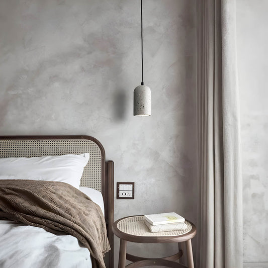 Moderne Beton Pendelleuchte | Hängelampe für Esszimmer und Wohnräume, Ø 9.6 cm, 200 cm Kabel, LED Lichtquelle-4