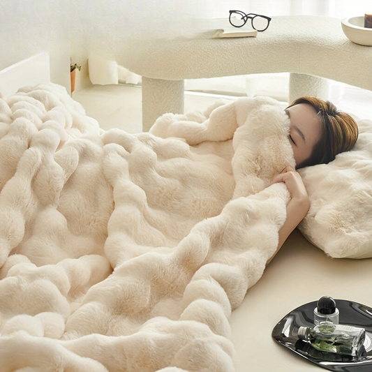 Fleecedecke Beige | Warme Kuscheldecke Flauschig und Dicke 0