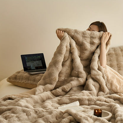 Fleecedecke Beige | Warme Kuscheldecke Flauschig und Dicke 2