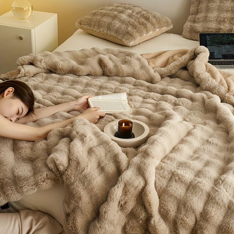 Fleecedecke Beige | Warme Kuscheldecke Flauschig und Dicke 6