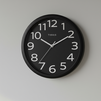 NumClock | Orologio da parete moderno nero 30 cm plastica