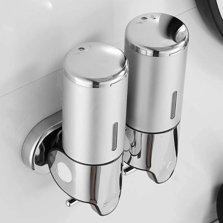 GlitzyLather | Wandmontage Seifenspender aus Edelstahl Silber 5