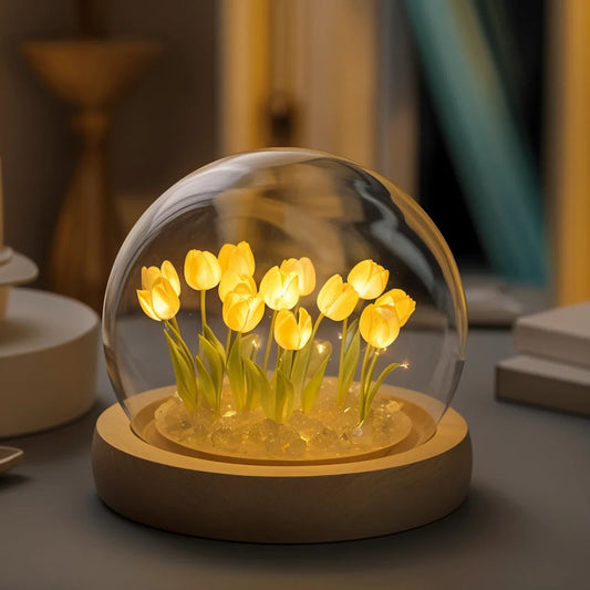 Glow Tulip Dome | LED Tischlampe mit Tulpen 0
