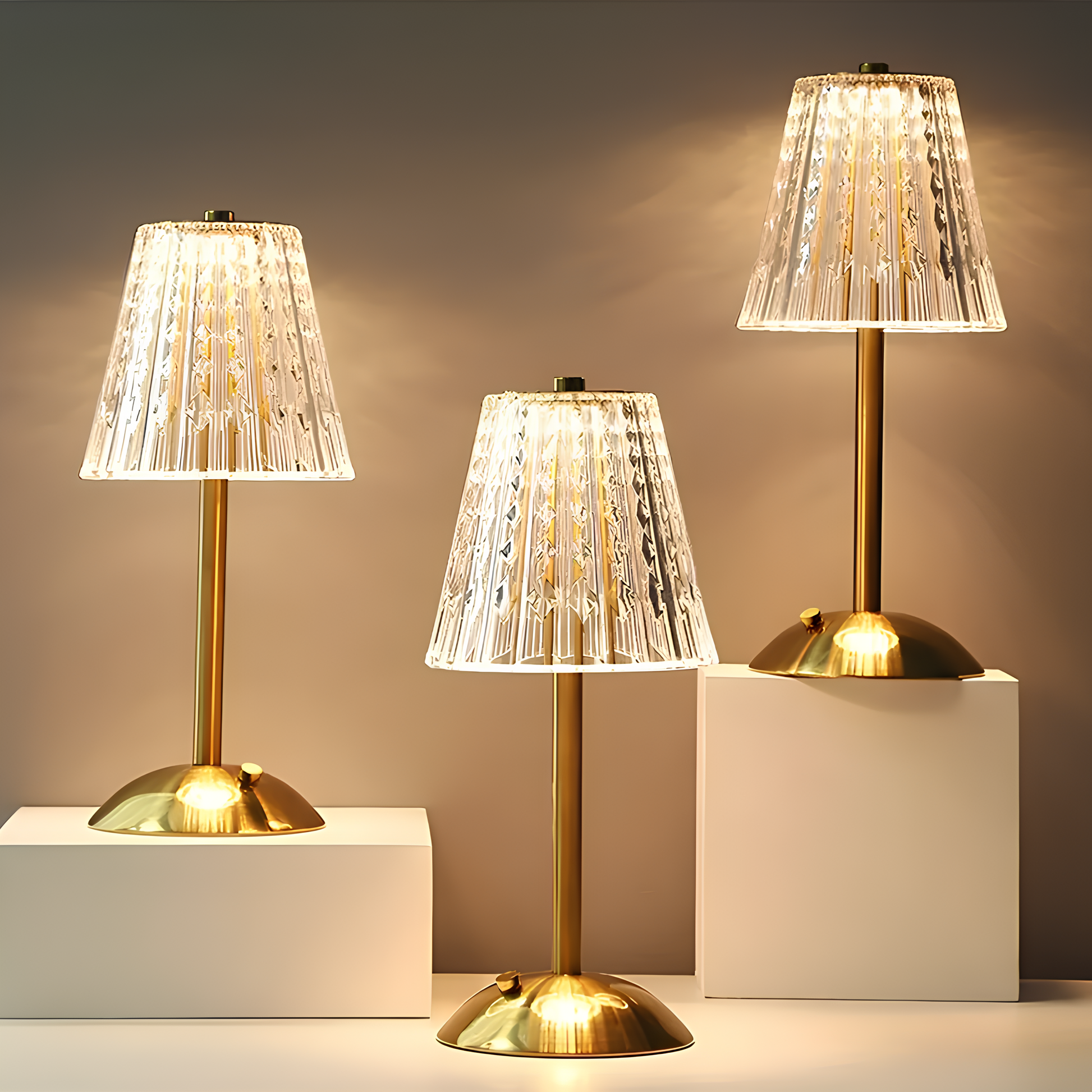 Goldene Kristall-Tischlampe | Kabellose LED Tischleuchte 7