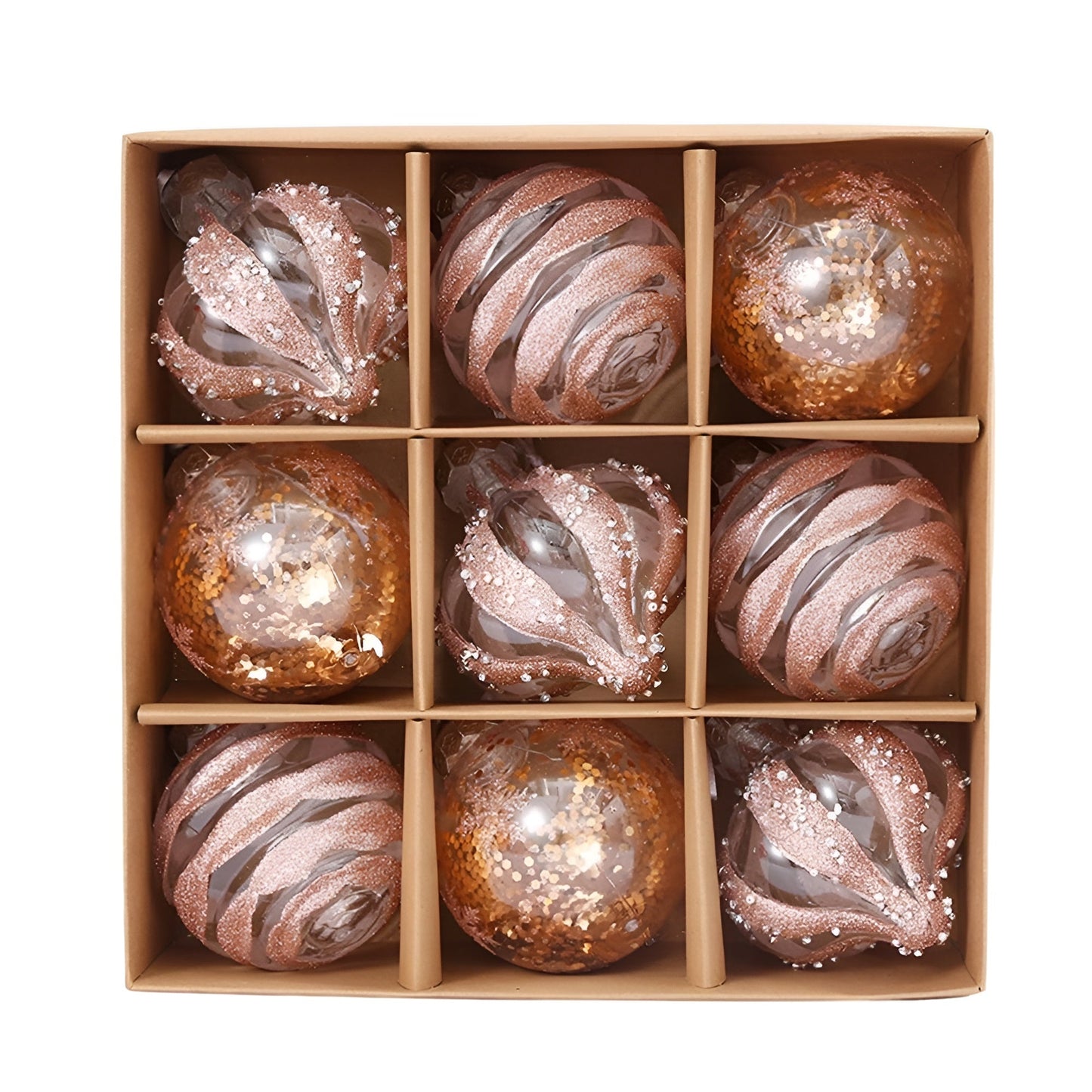 Goldene Weihnachtskugeln Set | Kunststoffe Christbaumkugeln