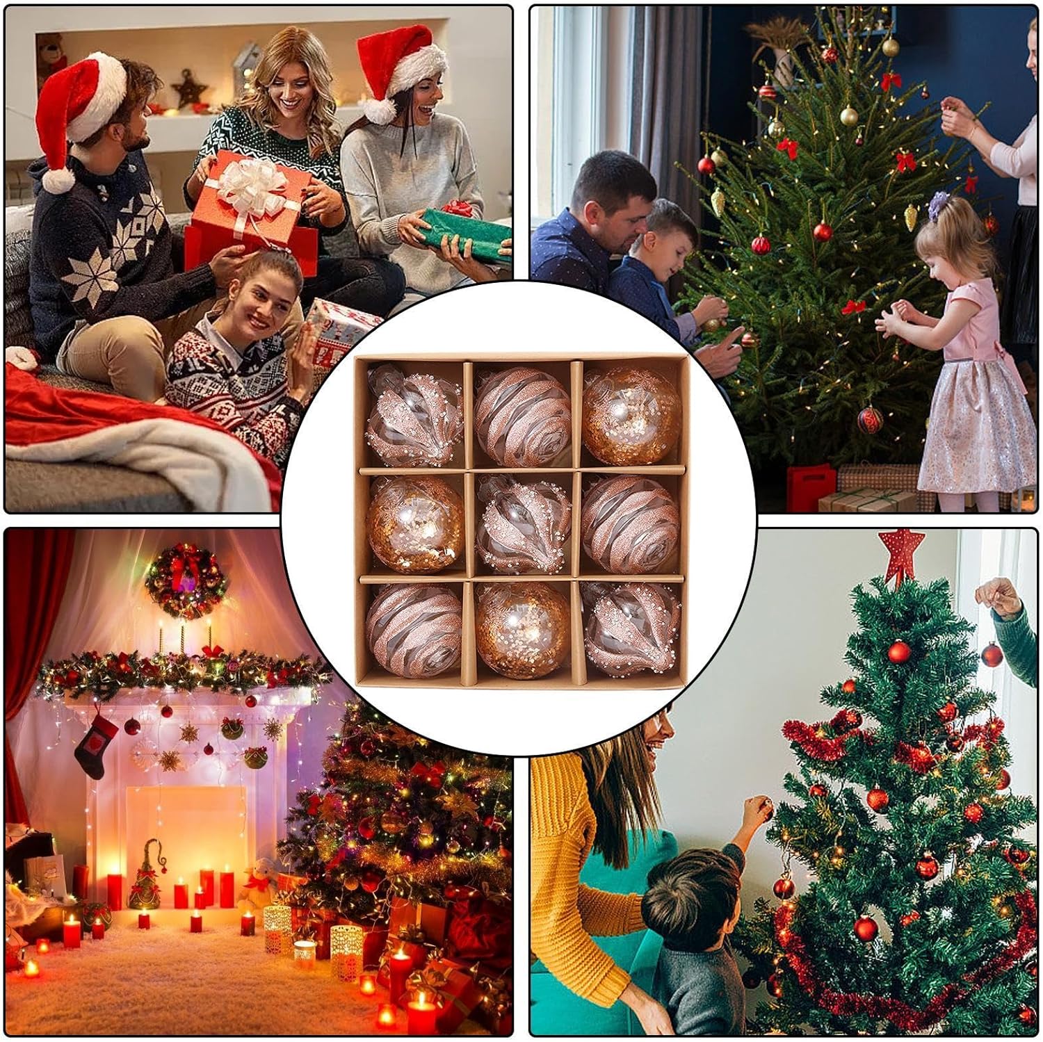 Goldene Weihnachtskugeln Set | Kunststoffe Christbaumkugeln 2