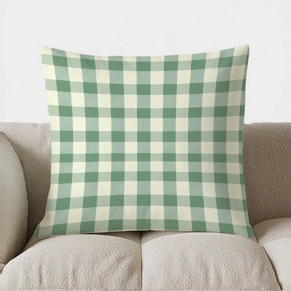 Grün-Weiß Kariert Kissenbezug 40x40 | Dekokissenbezug 1