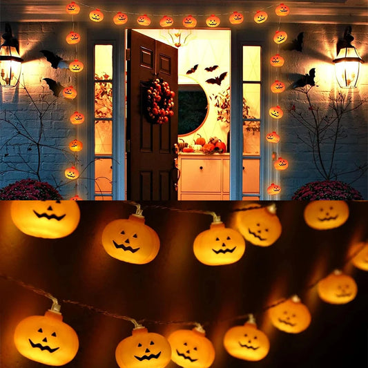 Halloween Kürbis Lichterkette | LED Dekoration für Innen/Außen 0