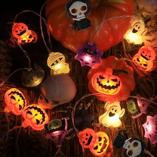 Halloween Lichterkette | Kürbis und Spinnen Design 0