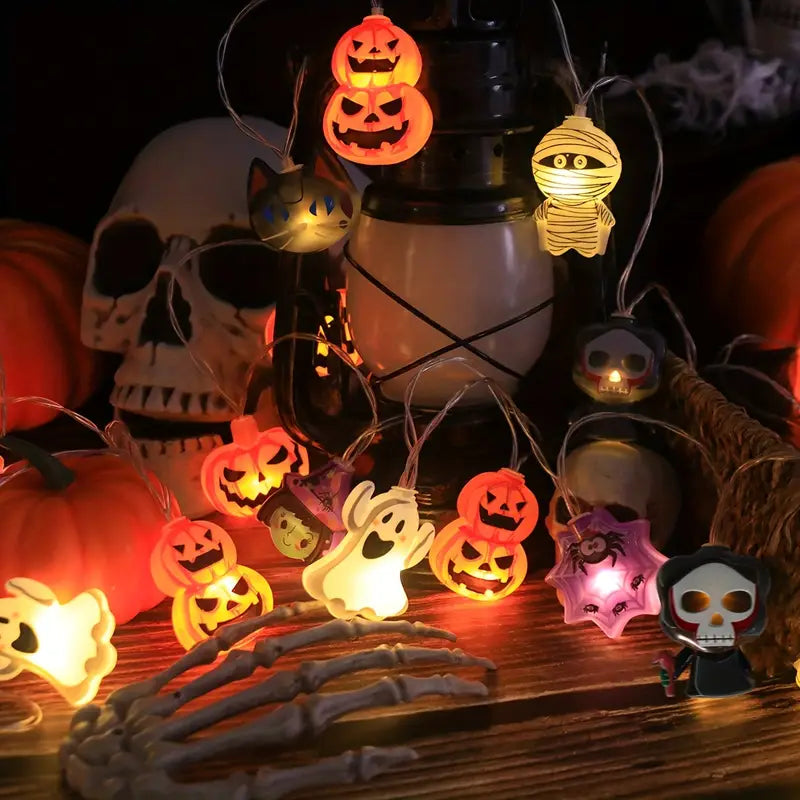 Halloween Lichterkette | Kürbis und Spinnen Design 1