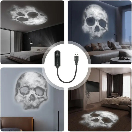 Halloween Schädel | LED Nachttischlampe mit Projektionen 0