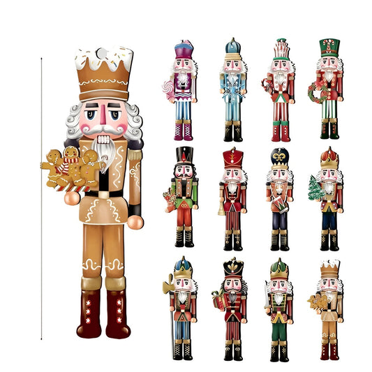 Handgefertigte Nussknacker Figuren | 12er Set Holz Deko 0