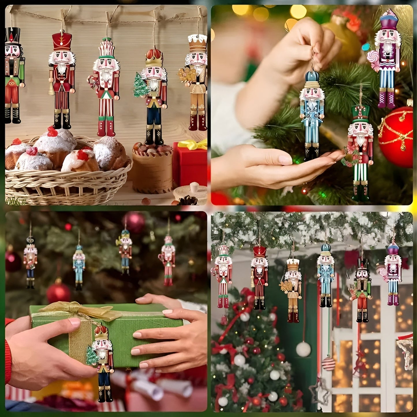 Handgefertigte Nussknacker Figuren | 12er Set Holz Deko 3