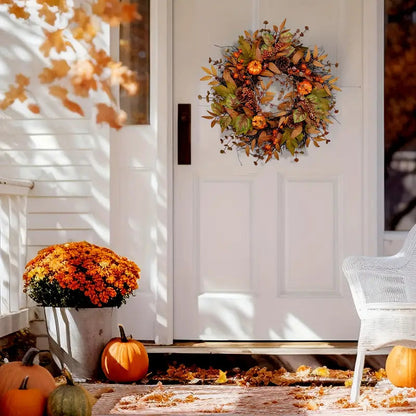 Herbstkranz mit Kürbissen | Türkranz für Halloween und Weihnachten 2