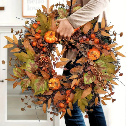 Herbstkranz mit Kürbissen | Türkranz für Halloween und Weihnachten 3
