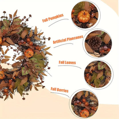 Herbstkranz mit Kürbissen | Türkranz für Halloween und Weihnachten 5