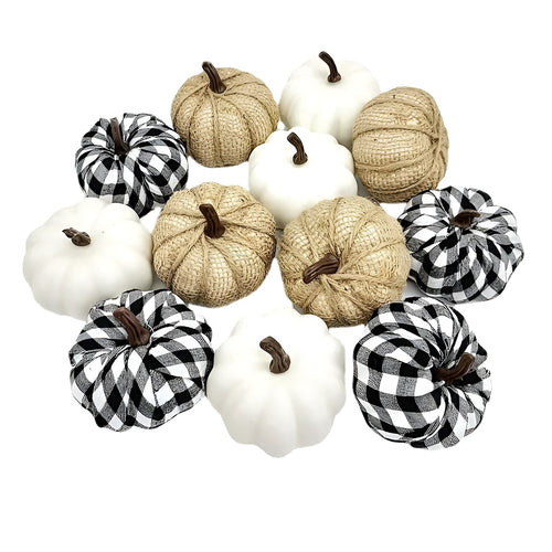 Herbstliche Jute-Kürbisse | Tischdeko für den Herbst 12 Stück 0