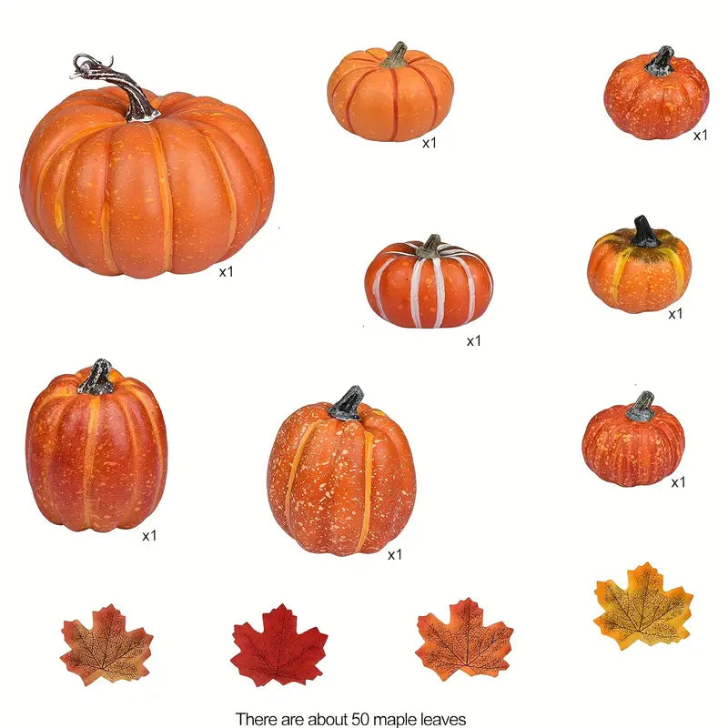Herbstliches Kürbis Set | Künstliche Dekoration für Halloween 1