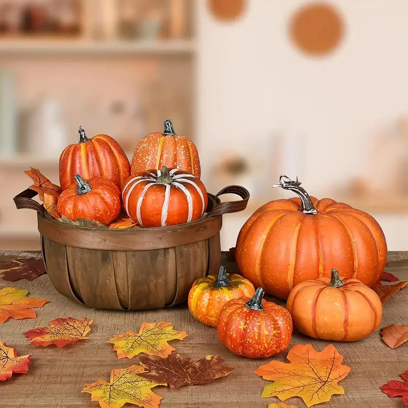 Herbstliches Kürbis Set | Künstliche Dekoration für Halloween 4